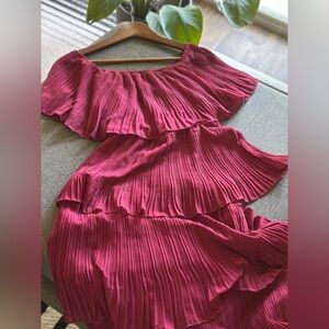Lulu's Burgundy Tiered Midi Dress